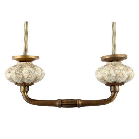 Cream Crackle Ceramic Melon Bridge Handle